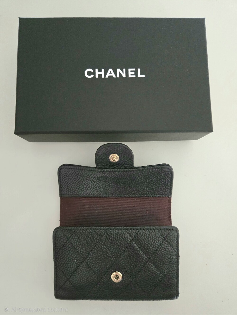 Authentic CHANEL Matelasse Quilted Classic Flap Key Card Holder Wallet Set